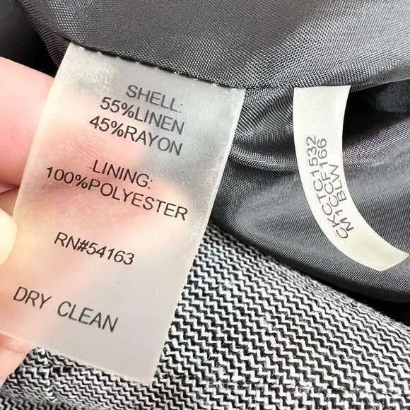 Calvin Klein Suit Womens 10 Black And White Linen Blend Double Breasted NWT - Picture 8 of 16